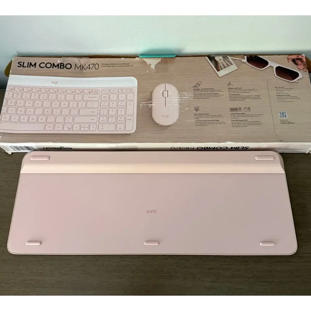 Logitech MK470 Keyboard PINK USB-A Low-Profile Full-Size Keyboard - NO MOUSE